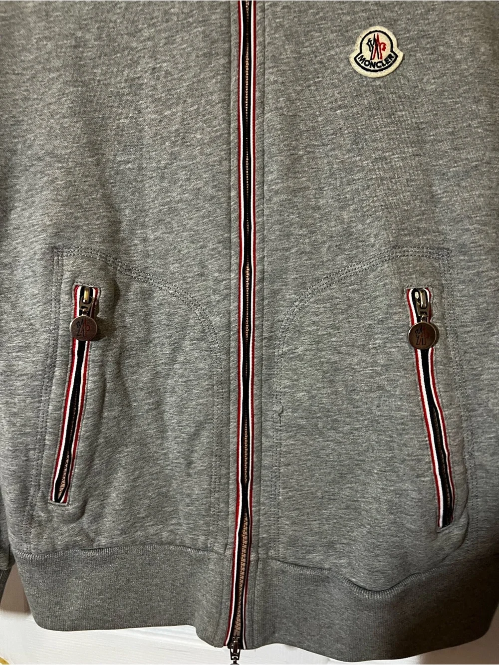 Moncler Men’s Light Gray Zip-Up Sweater Jacket